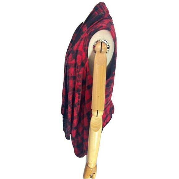 Anthropologie Elevenses Buffalo Plaid Vest Duster Small Grunge Lumberjack - Picture 3 of 15